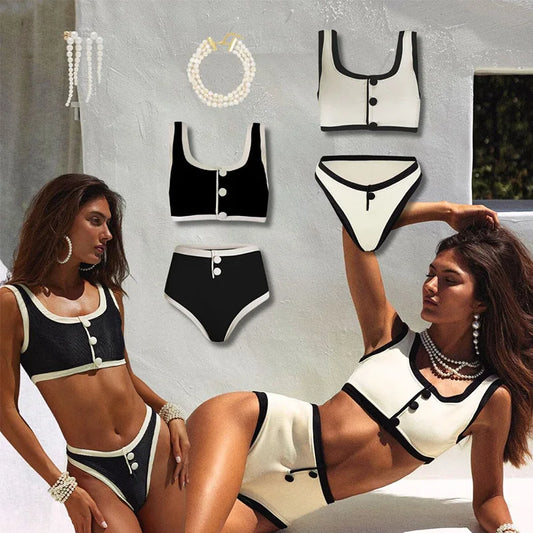 Bikini Due Pezzi – Stile Minimal Bianco e Nero e Elegante