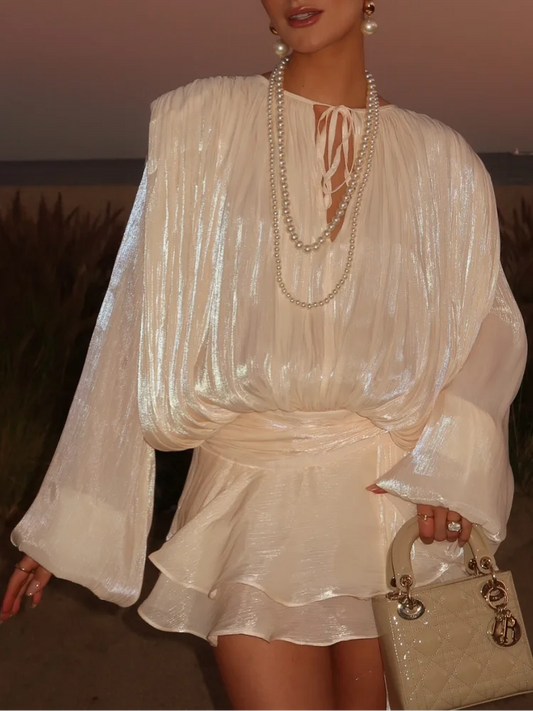 Mini Dress Elegante in Tulle – Schiena Nuda e Dettagli Chic