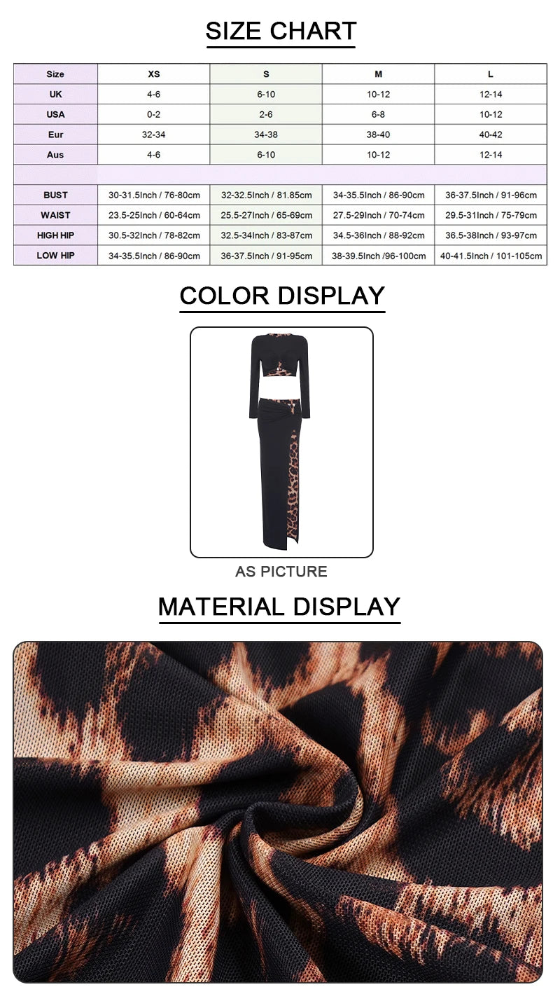 Coordinato da Sera – Top Nero & Gonna Leopardata con Spacco